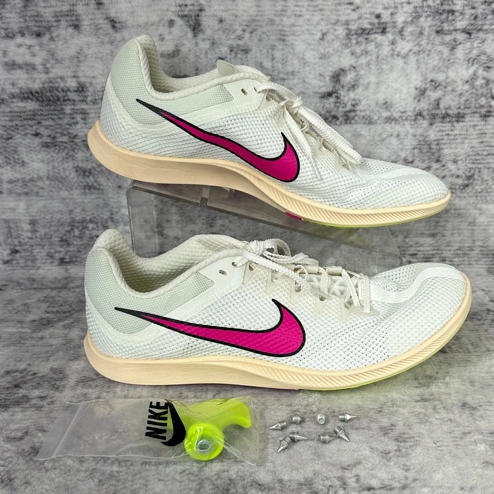 New No Box Nike Zoom Rival Distance Track Spikes Men's Size 12 White Pink DC8725